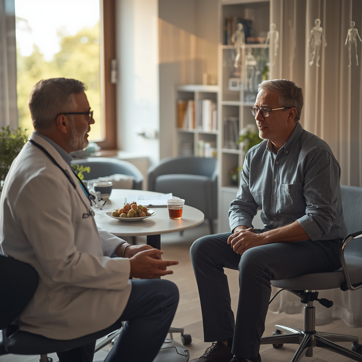 Doctor talks with patient.