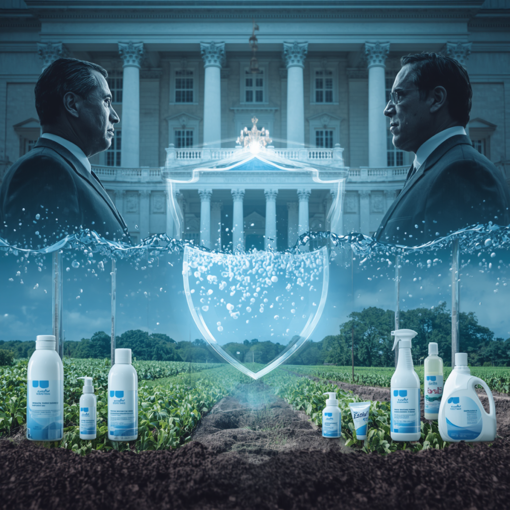 Government shield blocks microplastic pollution.