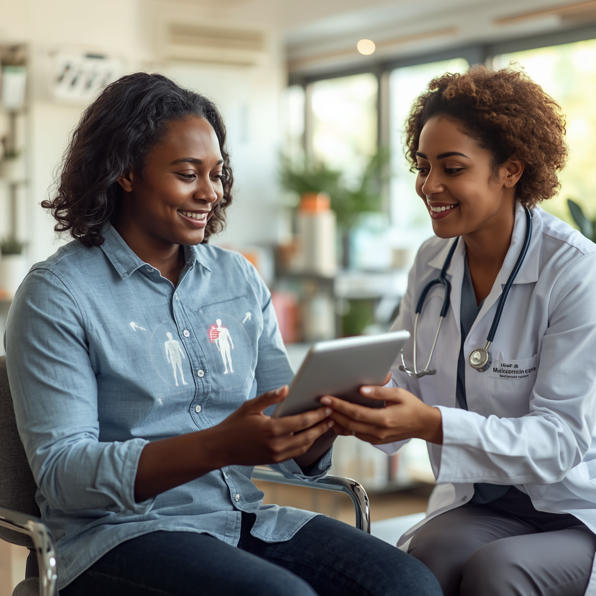 Doctor explains health changes to patient.