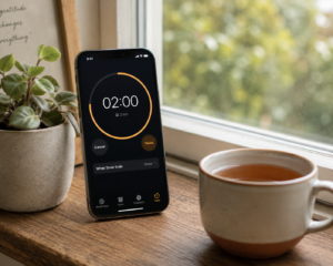 A two-minute timer set for a short daily meditation session